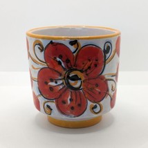 Vintage Italian Pottery Planter, Cachepot, Hand Painted, Round, Floral - £23.96 GBP