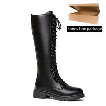 Long Boots Women New Autumn and Winter Lace-up High-top Mart Women&#39;s Boots But K - £56.09 GBP