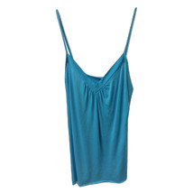 NWT Emma Sam Women Size Medium Turquoise Blue Raw Hem V-neck Tank Tunic Top - £15.65 GBP