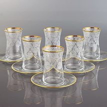 LaModaHome Turkish Arabic Tea Glasses Set, Fancy Vintage Handmade Set for Servin - £49.67 GBP
