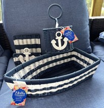 BOAT SHAPED NAUTICAL SERVING BASKET SILVERWARE CADDY NAPKIN HOLDER WHITE... - £61.66 GBP