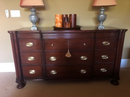 HENREDON Mahogany Double Dresser &amp; DREXEL Heritage Front Desk / Biltmore Estates - $4,500.00