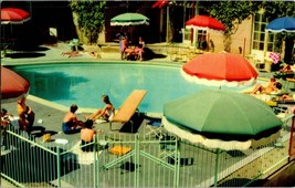 Vtg Postcard Benjamin Franklin Motel - Inn San Mateo California, Pool Area - $5.84
