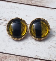 Vintage Clip On Earrings - Unusual Design Circle Shape Statement Earrings 0.75&quot; - £11.79 GBP