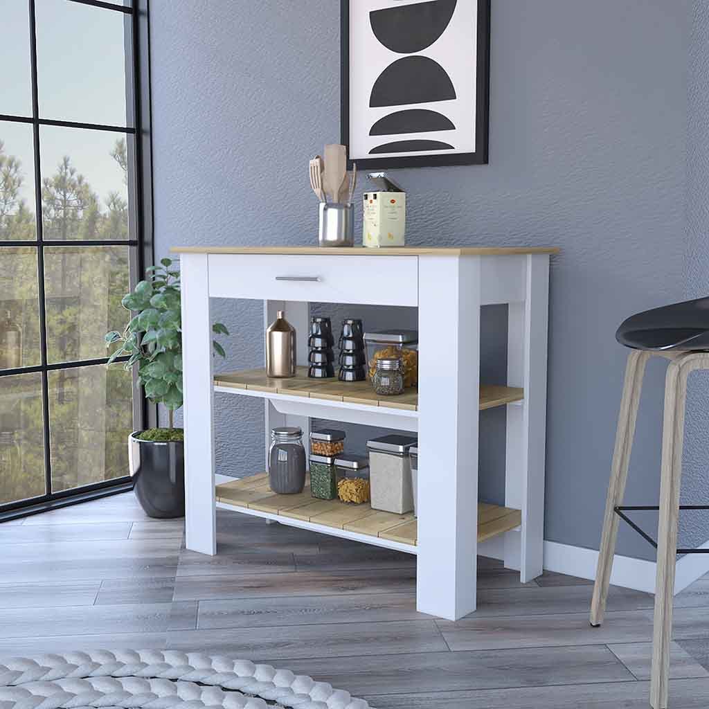 Brooklyn 50 Kitchen Island, Two Shelves, One  Drawer - £195.88 GBP - £210.10 GBP
