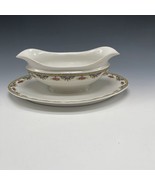 T&amp;V Limoges France Floral Gravy Boat Attached Plate Sauce - $13.10