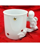Vintage Ganz White &amp; Gold 10 Oz Porcelain Cherub Angel Coffee Mug / Cup  - £10.27 GBP