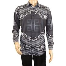 Men Sports Shirt by DE-NIKO Long Sleeves Fashion Print Soft Modal DNK6902 Black image 5