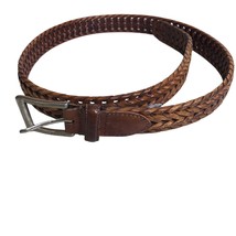 Fossil Leather Light Tan Brown Braided Belt Size 90/36 Western Brass Buc... - $11.88