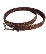 Fossil Leather Light Tan Brown Braided Belt Size 90/36 Western Brass Buc... - $16.66 CAD