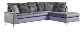 Madeley Contemporary Grey Velvet Sectional Sofa with LED Lights - £1,209.70 GBP