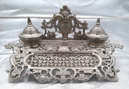 Double InkWell Metal Pewter Look - Imported - $733.79 MXN