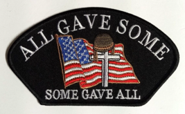 POW &amp; MIA All Gave Some Gave All Flag Cross Helmet Embroidered 5.25&quot;w Pa... - $4.99