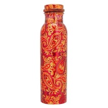 Pure Copper Red Print Water Bottle 1000ml Modern Art Printed Lacquer Pac... - $42.56
