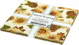 10&quot; Squares Autumn Bouquet Fall Layer Cake Quilters Cotton Pre-Cuts M536.18 - £30.03 GBP