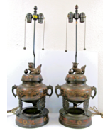 1960s Marbro Bronze Censer Lamp Foo Dogs Elephant Handles Sculpture Tabl... - €1.284,52 EUR