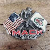 Mack Truck Vtg Enamel Bulldog Usa Flag 1991 Model 1982 Belt Buckle - £27.09 GBP