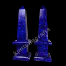 Set of 2 Marble Obelisks | Lapis Lazuli Gemstone Handmade Decor | Ancien... - $1,099.97