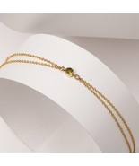 Birthstone Bracelet-14K Gold Jewelry-Double Chain Bracelet-Bezel Set Bra... - $314.82 CAD