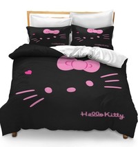 Black Hello Kitty Duvet Cover Set Queen/King Children Bedroom Decor , 203-AMc - £35.17 GBP