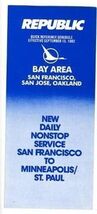 Republic Airline QUICK Reference Time Table Bay Area SFO SJC OAK Septemb... - $11.88