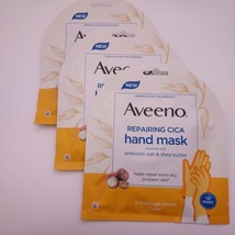 LOT OF 3 Aveeno Hand Mask Repairing CICA Prebiotic Oat Shea Butter 2 Gloves ea - £10.11 GBP