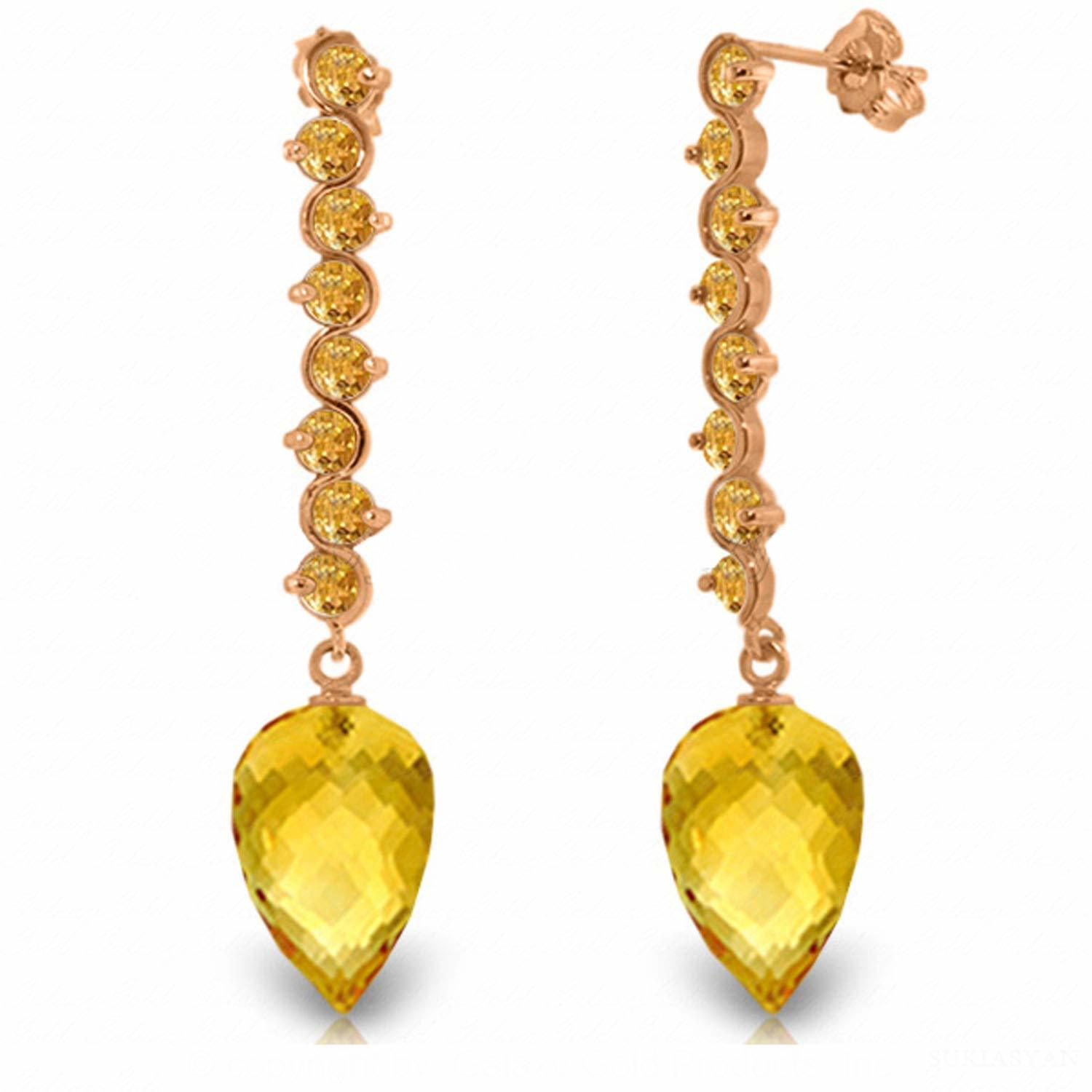 Galaxy Gold GG 14k Rose Gold Earrings with Drop Briolette Citrines - $861.29