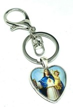 Virgin Mary Keyring Catholic Keyring Heart Cabochon Jesus Gift Faith Devotion - £6.67 GBP