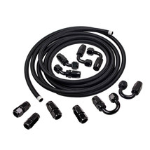 AN8 8AN Fitting Stainless Steel Nylon Braided Oil Fuel Hose Line 16Feet Kit - £43.91 GBP