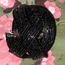 2” Seed Bead Memory Wire Wrap Cuff Bracelet Multi Strand Braided Black - $4.75