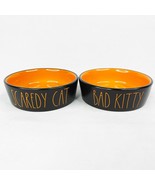 Rae Dunn Halloween Scaredy Cat Bad Kitty Black Orange Small Dish NEW - £21.77 GBP