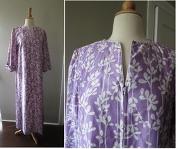 Vintage &quot;At home wear sears&quot; Lavender cotton front zip robe house dress ... - £35.61 GBP