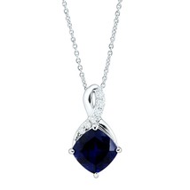 2 5/8 ct Created Sapphire &amp; White Sapphire Pendant in 925 Sterling Silver - £26.58 GBP