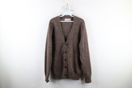 Vtg 70s Streetwear Mens XL Atomic Fleck Shetland Wool Knit Cardigan Sweater USA - $138.55