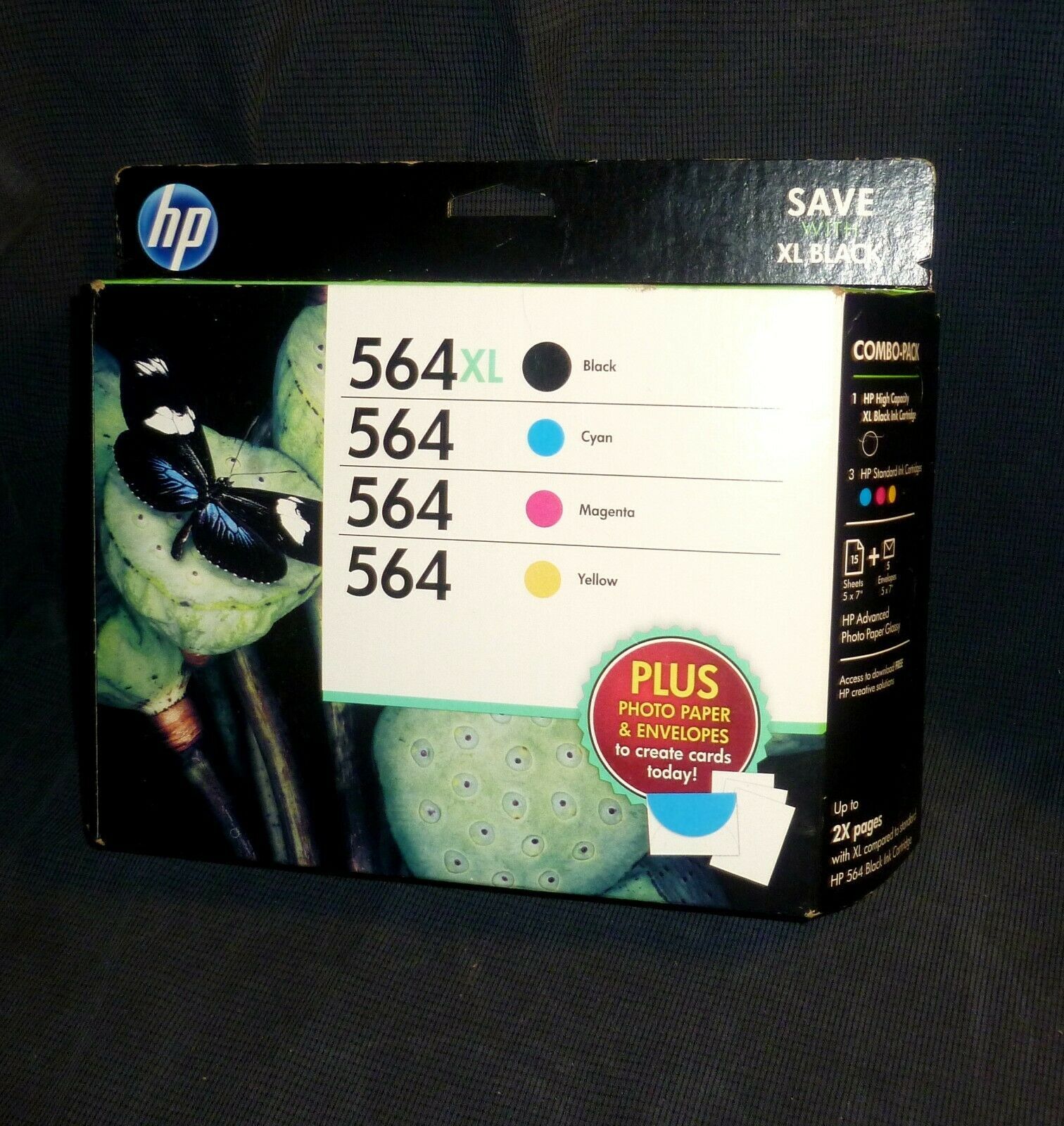 NEW Box HP 564Xl Black & 564 Color Standard Ink Cartridges Nov 2015 exp - $29.69