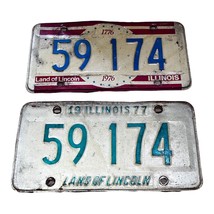 Vtg 1976 1977 Bicentennial Illinois land of Lincoln license plates Set of two - $18.22