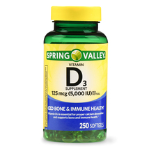Spring Valley Vitamin D3 5000 IU Bone &amp; Immune Health 250 Softgels - $22.85