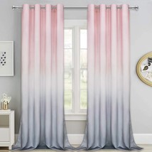 Ombre Gradient Window Curtains, Pink To Grey 2 Tone Curtain Panel, Window Dra... - $83.99
