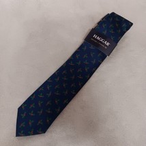 Haggar Necktie Blue Christmas Holly Print NWT - £12.65 GBP