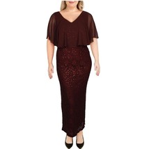 Connected Apparel Womens Plus 14W Bordeaux Red Sequined Overlay Dress NWT CX52 - £45.91 GBP