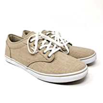 Vans Atwood Low Top Sneaker Womens Size 9.5 Shoes Beige Linen Look Canvas Skater - £23.98 GBP