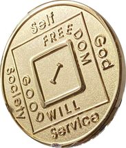 1 Year NA Medallion Highly Polished Narcotics Anonymous Clean Time Chip - £10.84 GBP