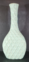 10 1/2&quot; Lattice Overlay Vase Light Aqua Turquoise - £11.67 GBP