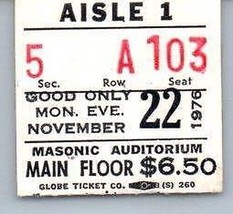 Vintage Lou Reed Konzert Ticket Stumpf November 22 1976 Detroit Michigan - £47.20 GBP