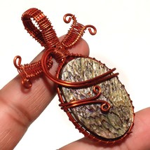 Abalone Shell Gift Wire Wrapped Handcrafted Copper Jewelry Pendant 2.5&quot; SA 1363 - £3.73 GBP