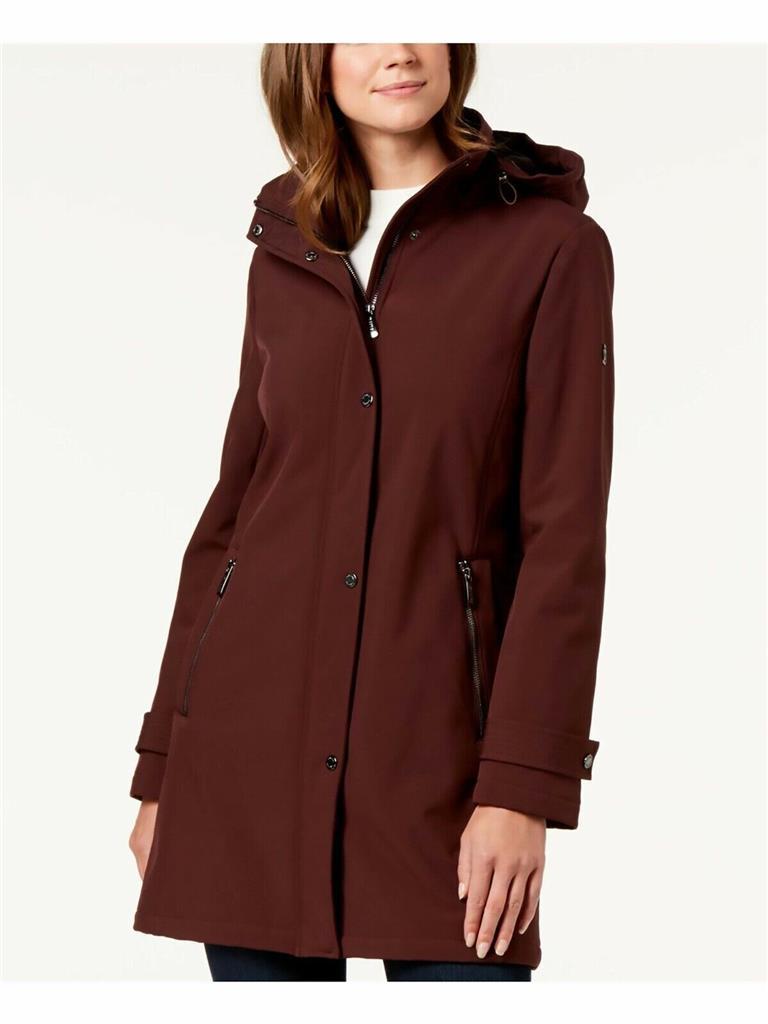 CALVIN KLEIN Womens Pocketed Rain Coat, MAROON, XS MSRP: $200 - $95.04