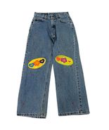 Vintage Girls Embellished Blue Denim Jeans W/ Heart &amp; Flower Patches Fun... - €20,60 EUR