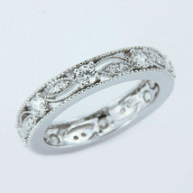 0.82Ct Round Cut Moissanite Full Eternity Wedding Band in Solid 14k White Gold - £198.75 GBP