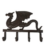Cast Iron Legends Fantasy Sentinel Guardian Dragon 4 Pegs Wall Keys Hats... - $37.17 CAD