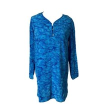 Yvonne Sachs Long Tunic Blouse 100% Silk Blue Watercolor Print Women&#39;s Size S - £23.73 GBP